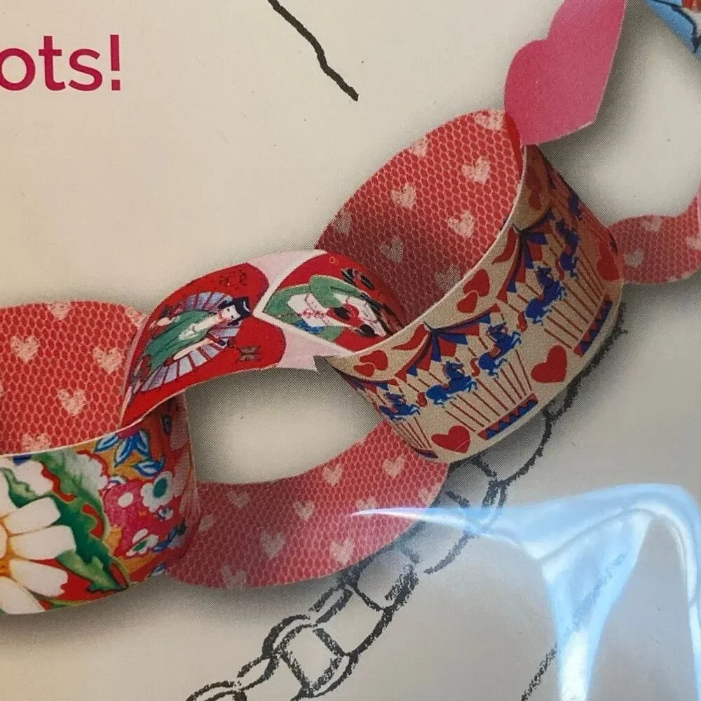 eeBoo Valentine Paper Chain 240 links Ephemera Vintage Style 2 Packs 48’
